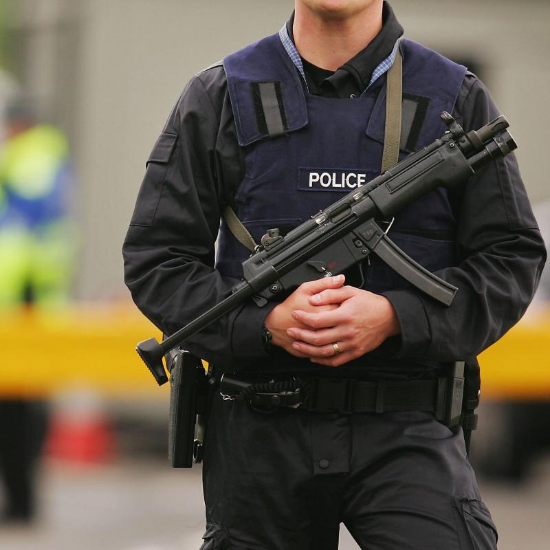 Police officer with a gun