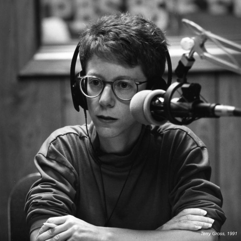 Fresh Air host Terry Gross at her microphone in 1991