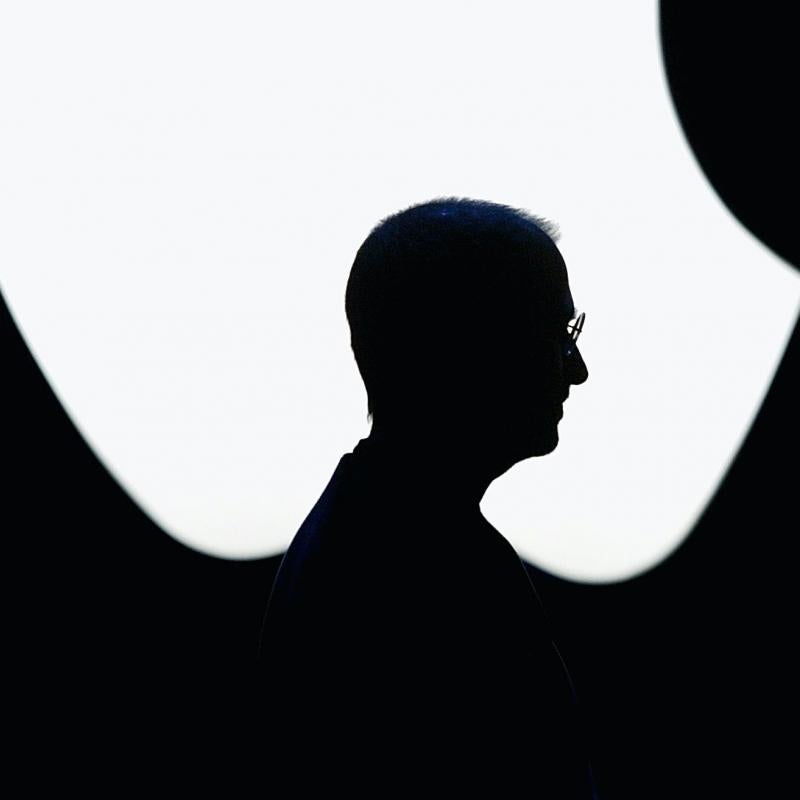 Steve Jobs in profile silhouette wide angle